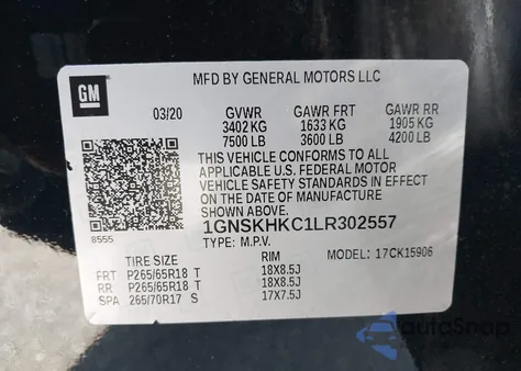 2020 Chevrolet Suburban 4Wd Lt from USA, damaged, VIN 1GNSKHKC1LR302557